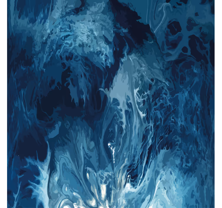 Toile fenêtre salle de bain vagues aquarelle bleues - TenStickers