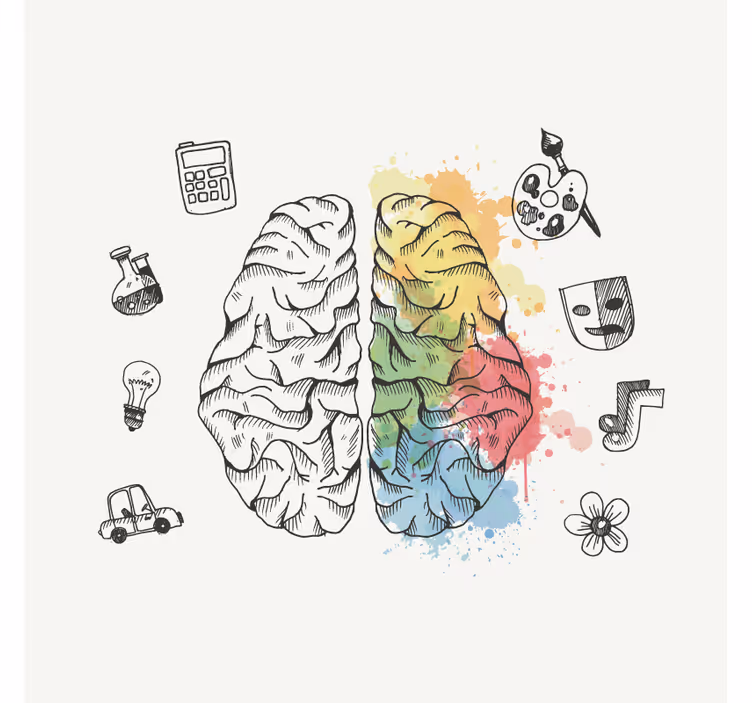 Toile fenêtre bureaux cerveau gauche et droit - TenStickers