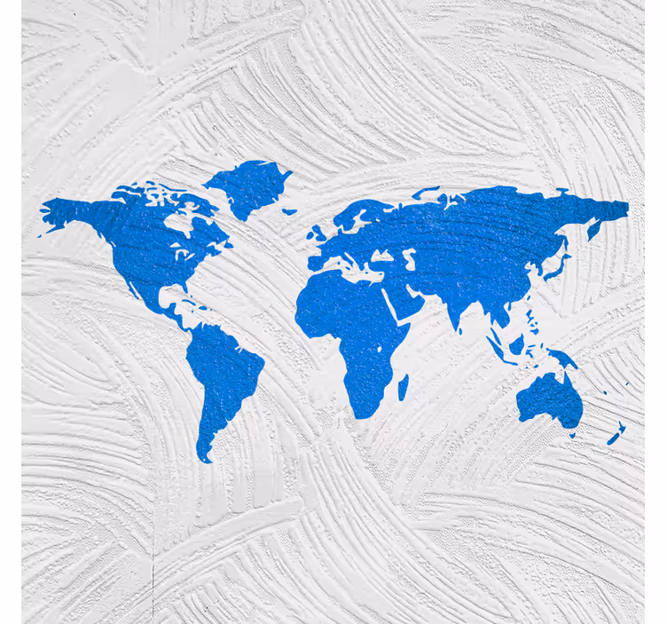 Toile fenêtre bureaux carte du monde bleue - TenStickers