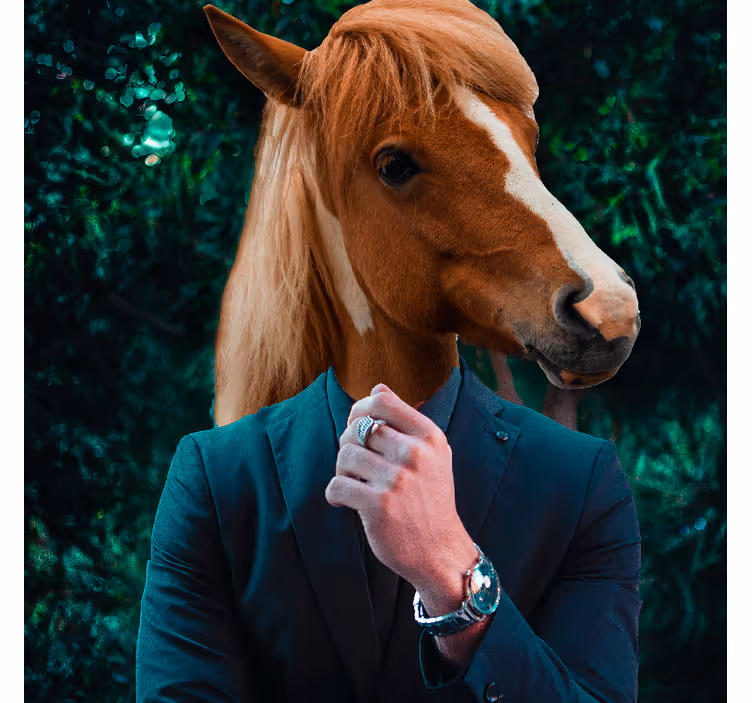 Toile fenêtre bureaux cheval mystère - TenStickers