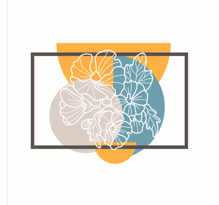 Toile fenêtre bureaux rectangle minimaliste et fleurs - TenStickers
