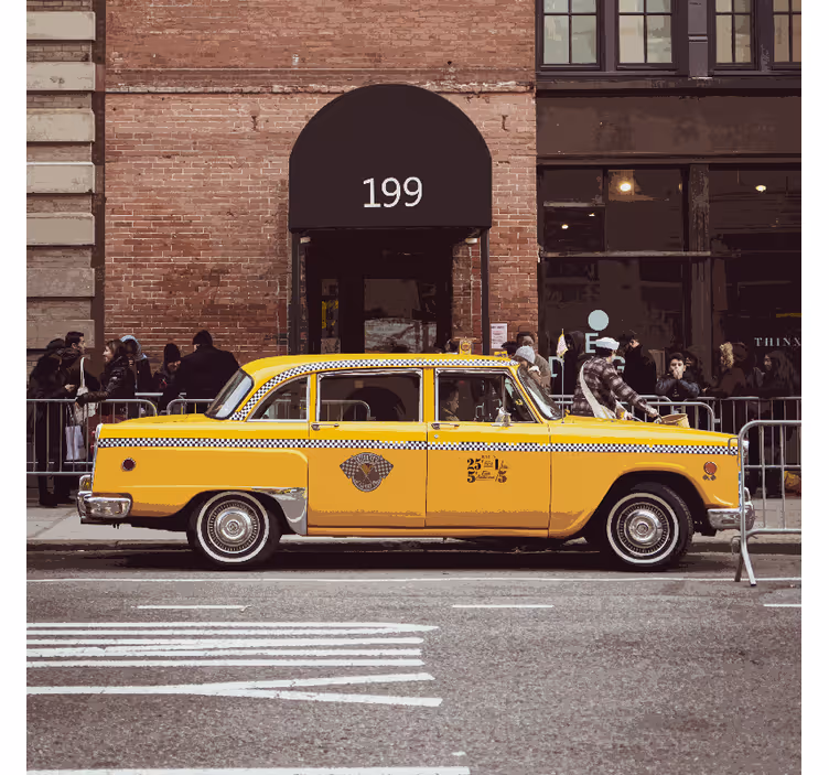 Toile fenêtre bureaux illustration taxis jaunes new york - TenStickers