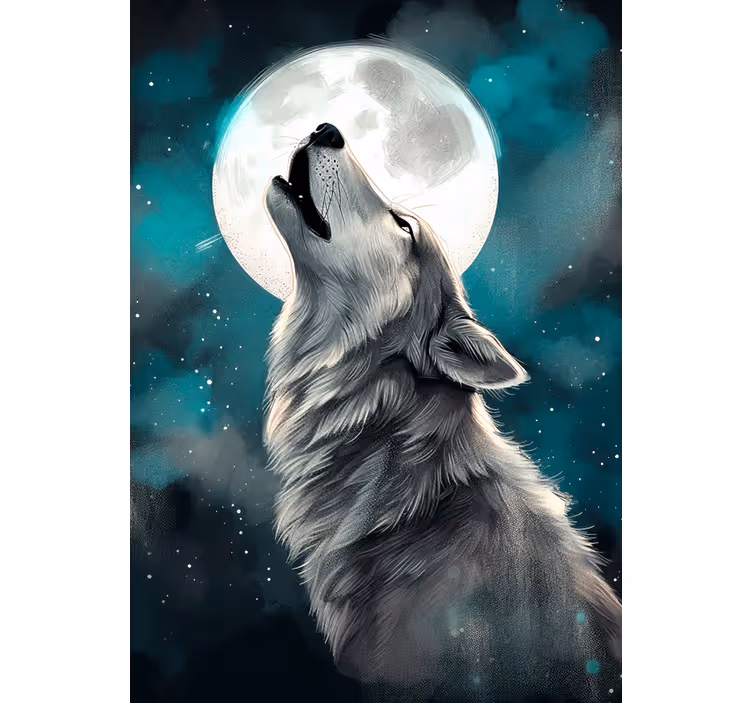 Toile fenêtre chambre adolescent hurlement de loup - TenStickers
