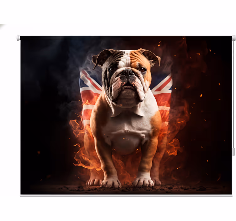 Toile fenêtre chambre adolescent bulldog britannique en feu - TenStickers