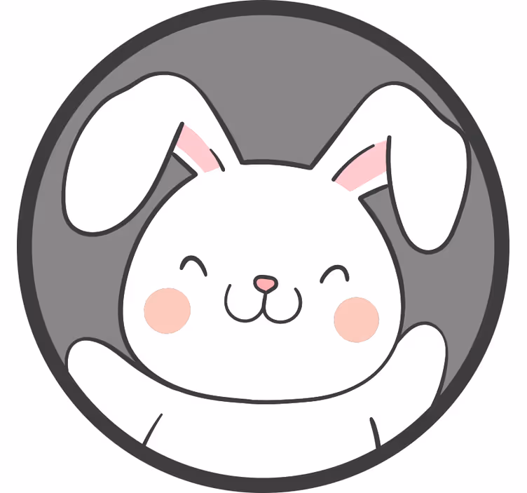 Toile fenêtre amusant lapin gris nordique - TenStickers