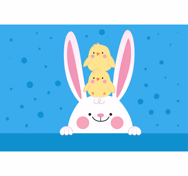 Toile fenêtre amusant lapin avec des poules - TenStickers