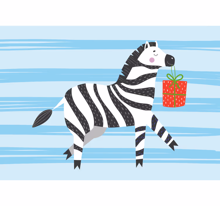 Toile fenêtre amusant joyeux anniversaire zèbre - TenStickers