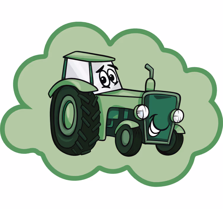 Toile fenêtre amusant tracteur vert - TenStickers