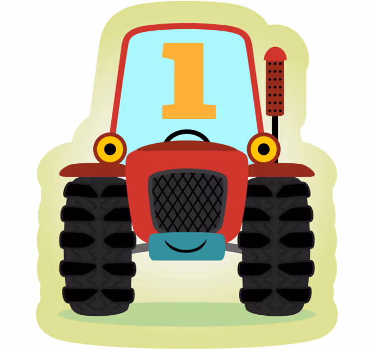 Toile fenêtre amusant tracteur n°1 - TenStickers