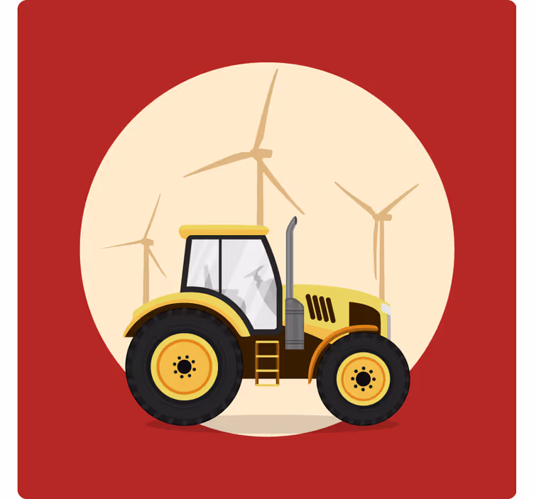 Toile fenêtre amusant tracteur jaune et rouge - TenStickers