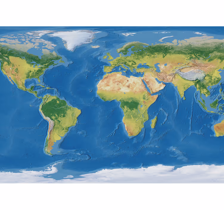Toile fenêtre carte du monde carte du monde réaliste - TenStickers