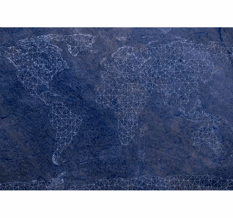 Toile fenêtre carte du monde carte du monde bleue connectée - TenStickers