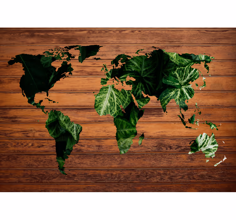 Toile fenêtre carte du monde jungle et bois - TenStickers