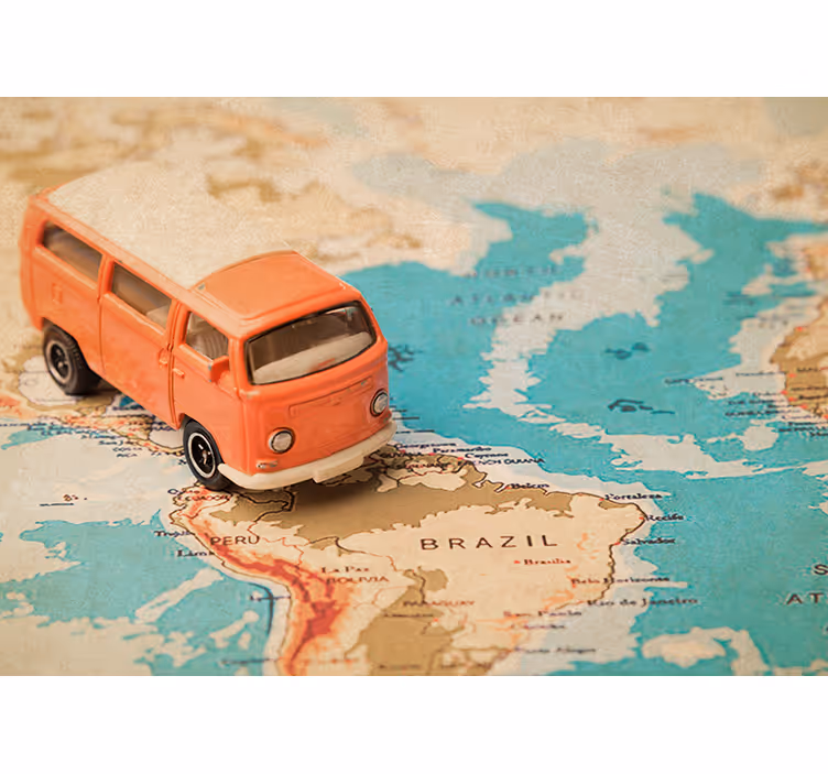 Toile fenêtre carte du monde caravane sur carte - TenStickers