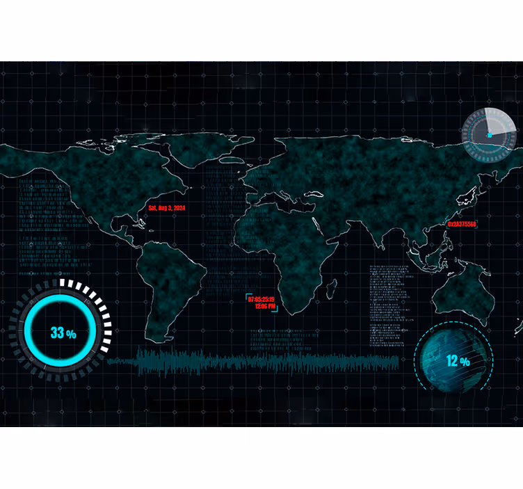 Toile fenêtre carte du monde carte du monde futuriste - TenStickers