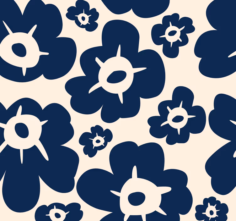 Toile fenêtre fleur coquelicot bleu foncé - TenStickers