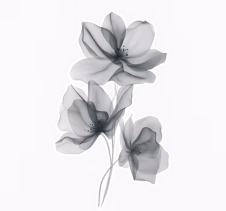 Toile fenêtre fleur fleurs grises translucides - TenStickers