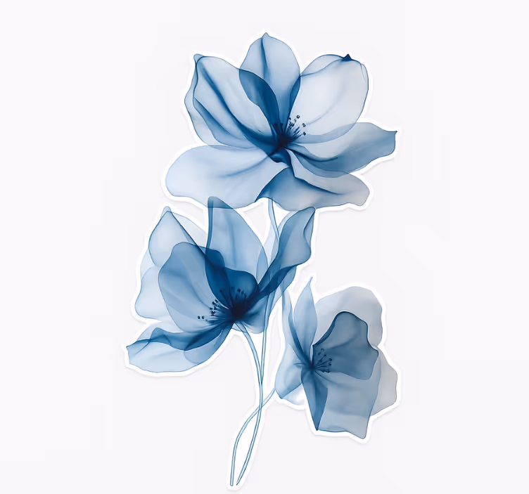 Toile fenêtre fleur fleurs translucides bleues - TenStickers