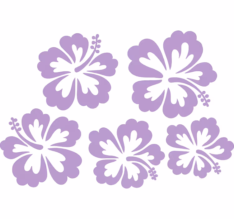 Toile fenêtre chambre couple fleurs d'hibiscus silhouette - TenStickers