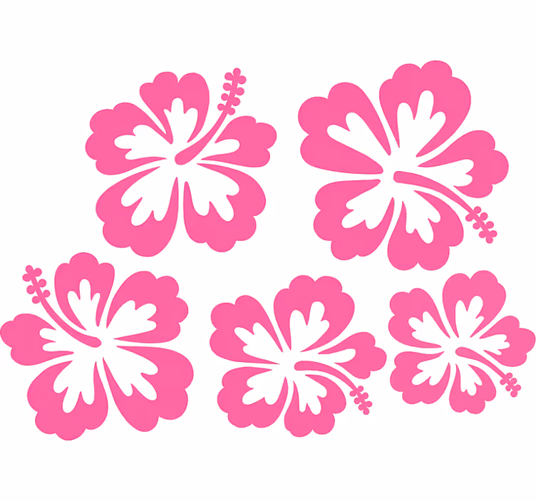 Toile fenêtre fleur silhouette de fleurs d'hibiscus rose - TenStickers