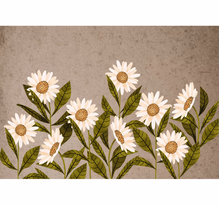 Toile fenêtre rustique marguerites vintage - TenStickers