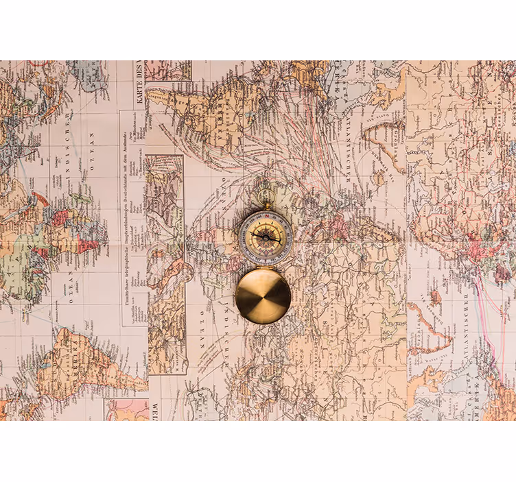 Toile fenêtre rustique mappemonde vintage - TenStickers