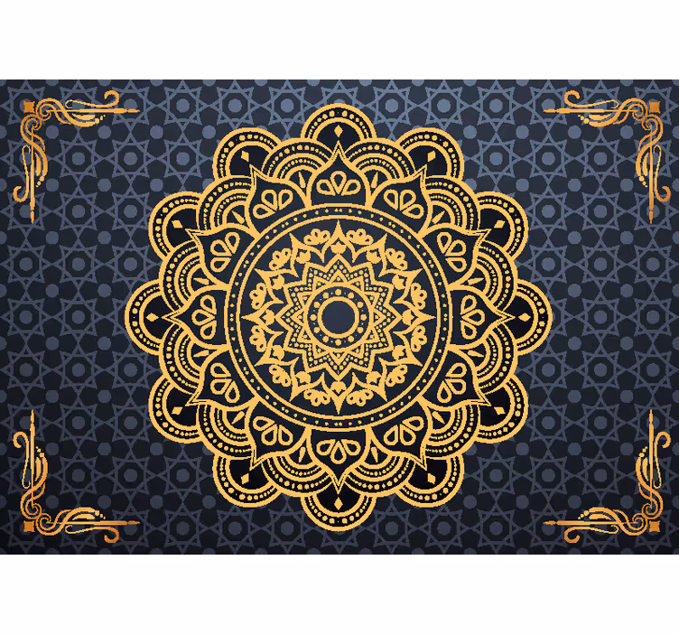 Toile fenêtre zen mandala doré en photomural - TenStickers