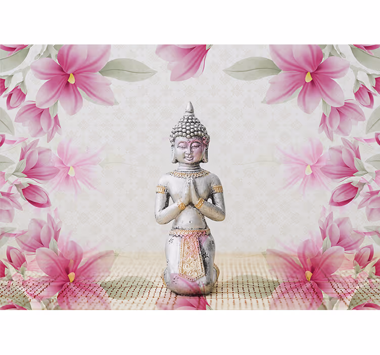 Toile fenêtre zen bouddha et magnolia - TenStickers