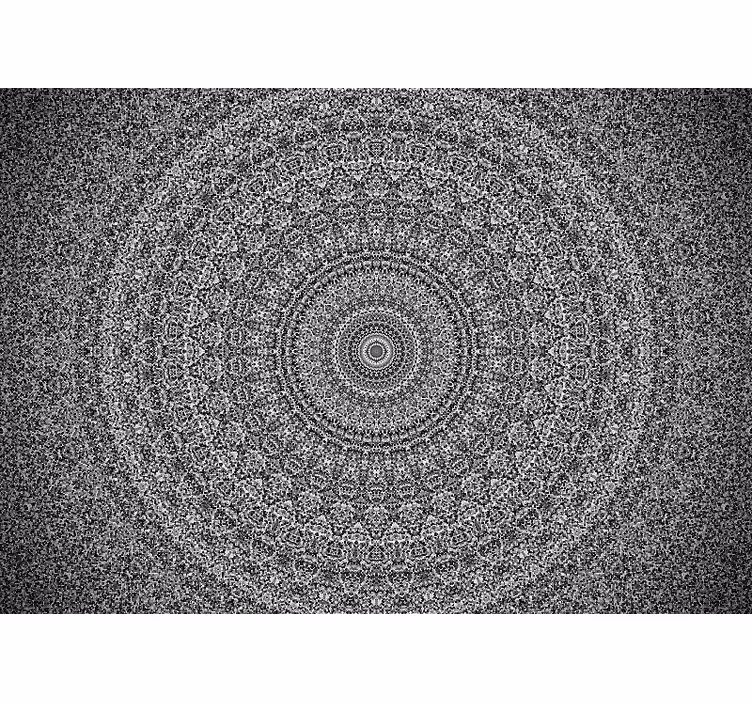 Toile fenêtre zen mandala en niveaux de gris - TenStickers