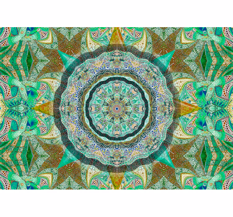 Toile fenêtre zen mandala fantaisie Émeraude - TenStickers