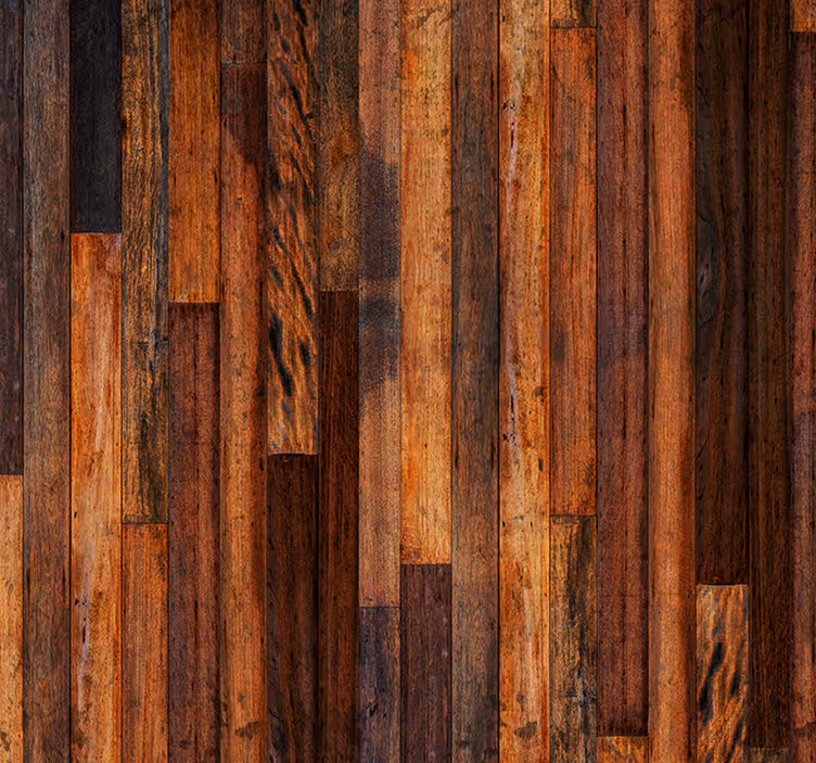 Toile fenêtre marron planches en bois rustiques - TenStickers