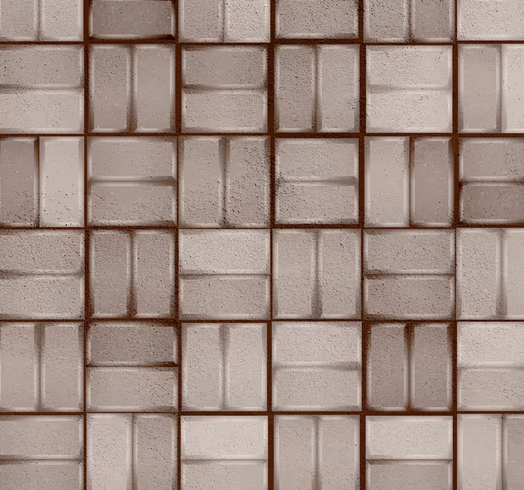Toile fenêtre marron blocs de pierre texturés - TenStickers