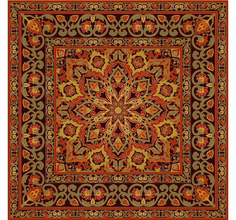 Toile fenêtre marron effet mandala persan cuisine - TenStickers