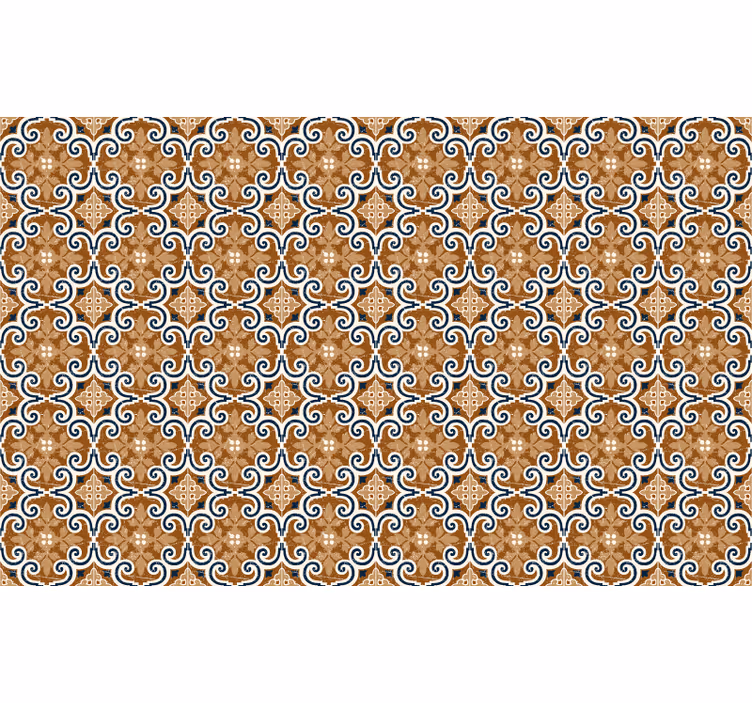 Toile fenêtre marron carreaux style ciment - TenStickers