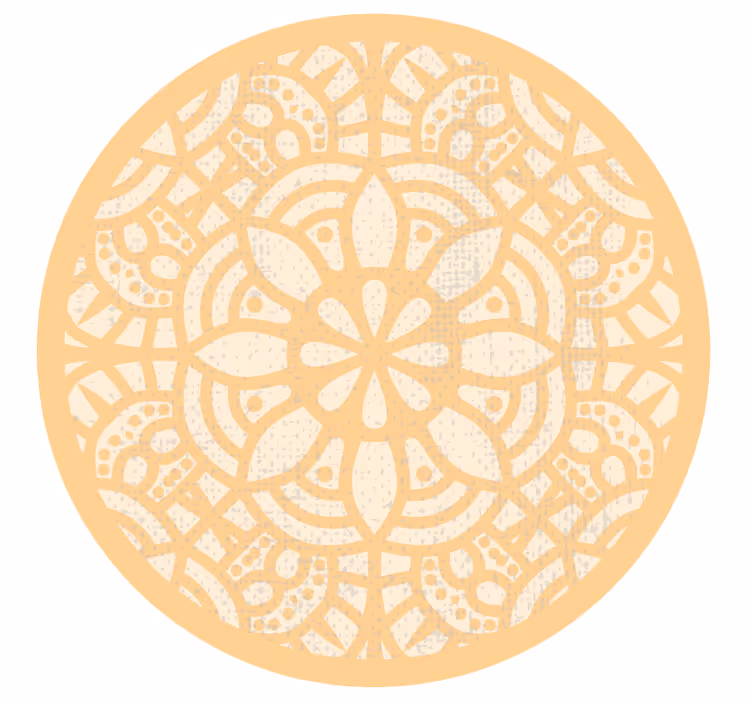 Toile fenêtre marron tapis vinyle cercle beige - TenStickers