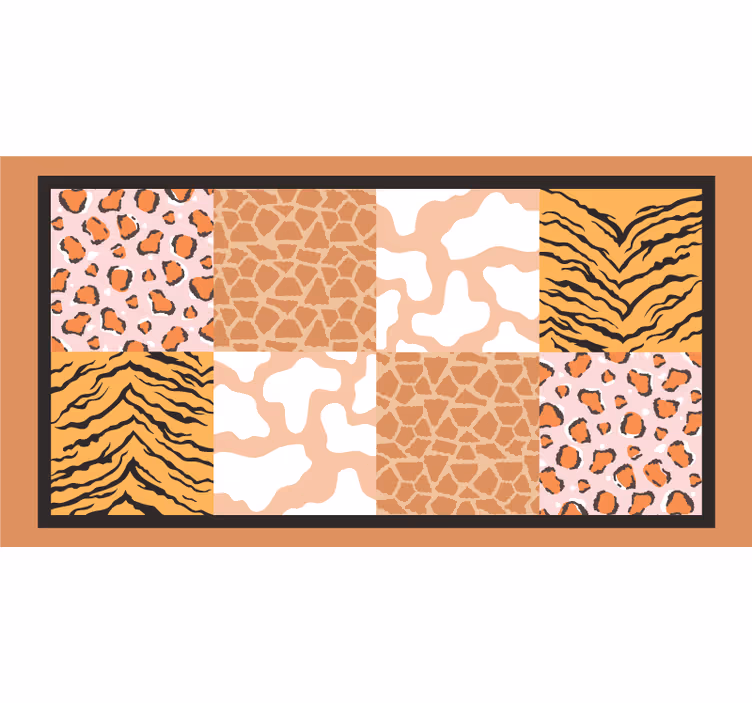Toile fenêtre marron carreaux effet peau animale - TenStickers