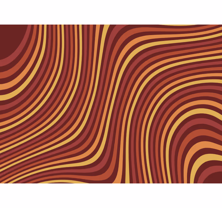 Toile fenêtre marron vagues arc-en-ciel 70s - TenStickers