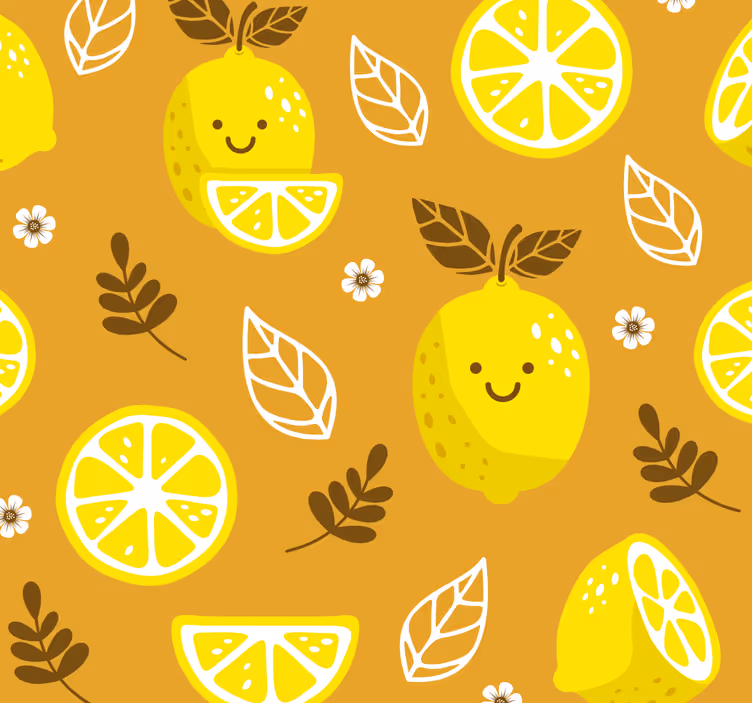 Toile fenêtre orange citrons souriants - TenStickers