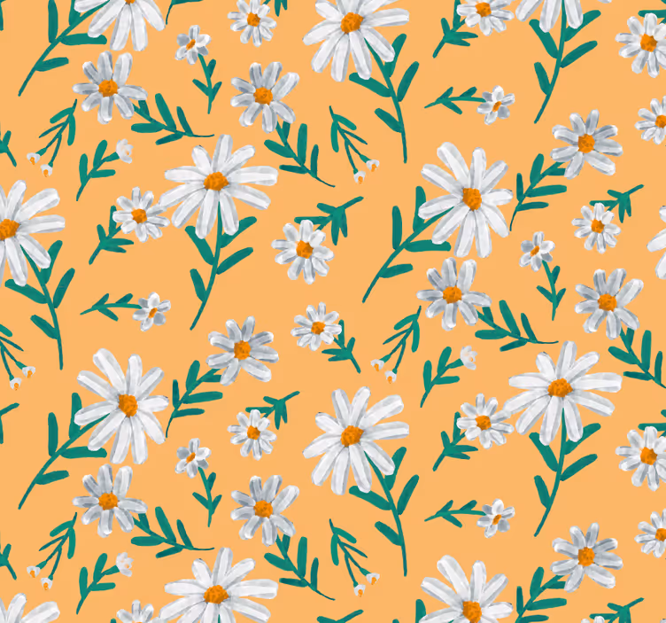 Toile fenêtre orange fleur marguerite fond jaune - TenStickers