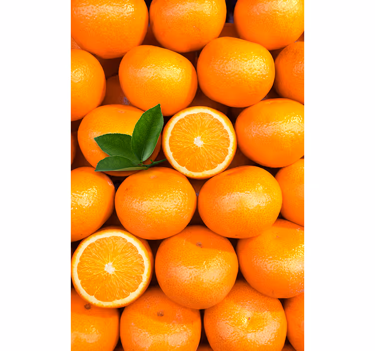 Toile fenêtre orange avec des oranges décoratives - TenStickers