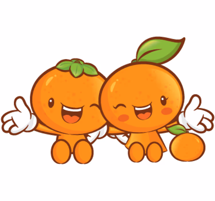 Toile fenêtre orange décorative couple de mandarines - TenStickers