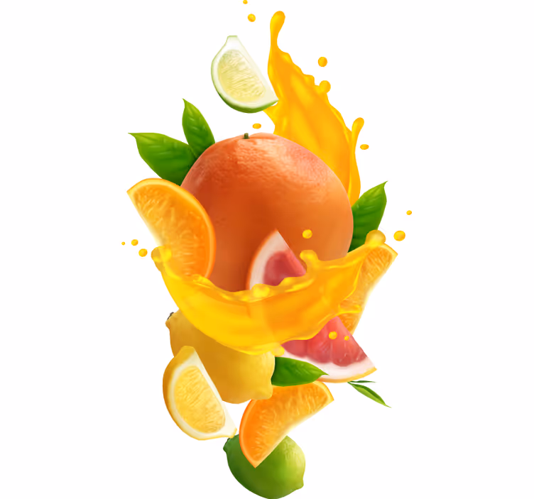 Toile fenêtre orange éclaboussures de fruits - TenStickers