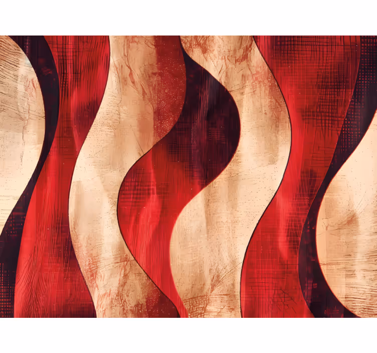 Toile fenêtre rouge motif vagues modernes - TenStickers