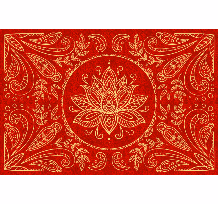 Toile fenêtre rouge design mandala vintage - TenStickers