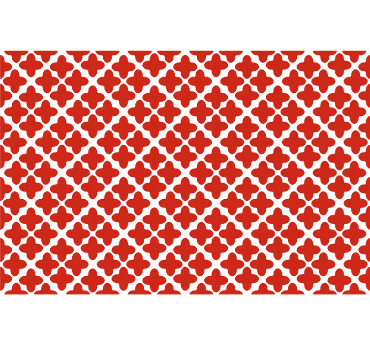 Toile fenêtre rouge motif géométrique blanc - TenStickers