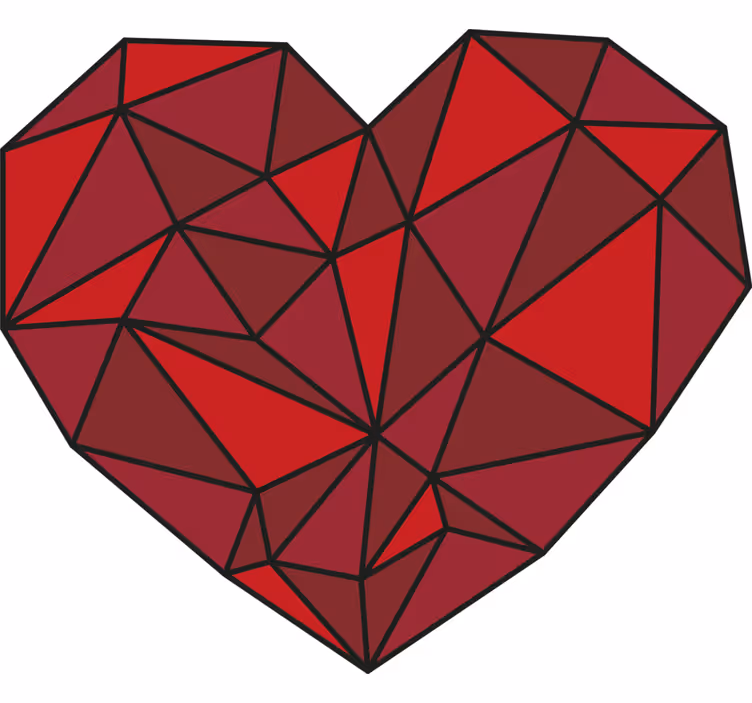 Toile fenêtre rouge cœur géométrique - TenStickers