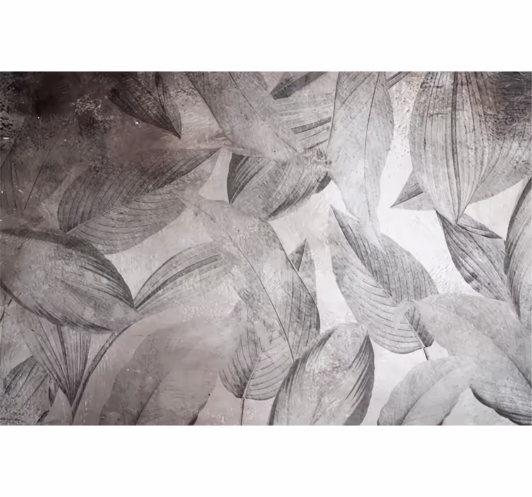 Toile fenêtre extérieur motif feuilles tons gris - TenStickers