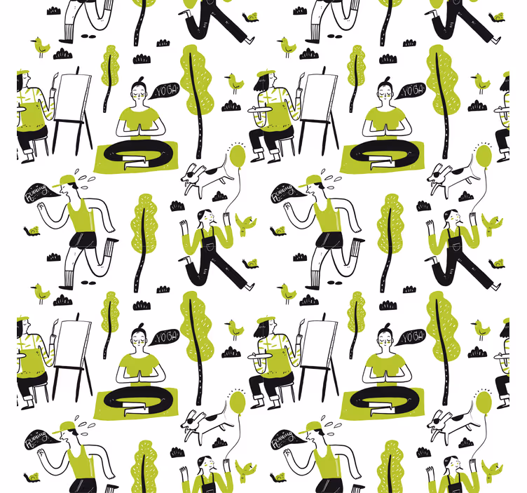 Toile fenêtre extérieur set de gribouillis sain - TenStickers