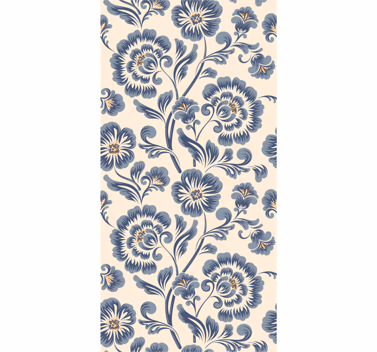 Toile fenêtre extérieur style vintage floral bleu - TenStickers