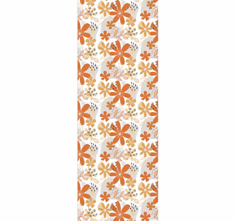 Toile fenêtre extérieur texture florale orange - TenStickers